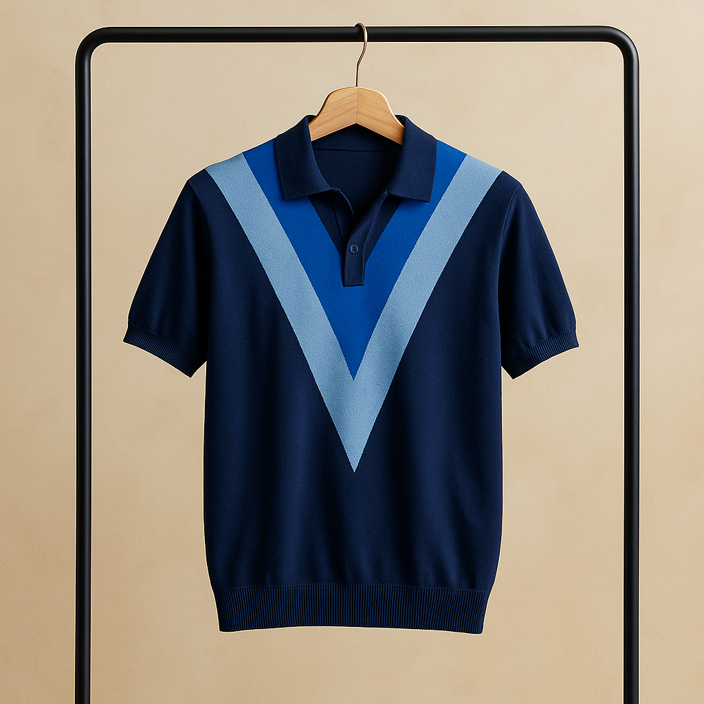 Easton V Knit Polo - Watson Grey