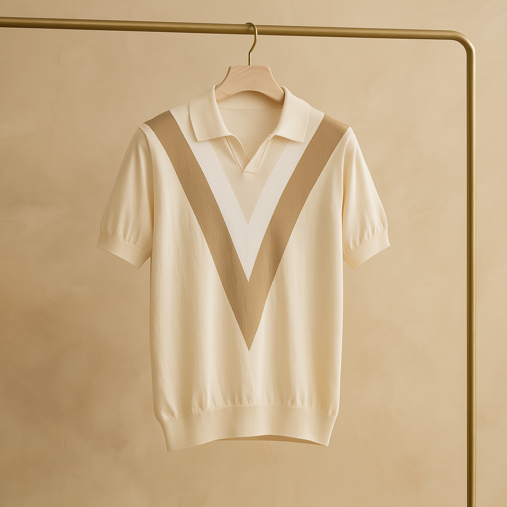 Easton V Knit Polo - Watson Grey