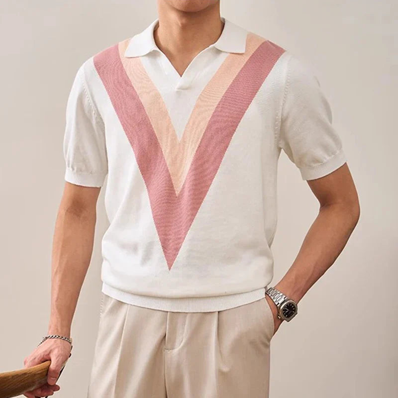 Easton V Knit Polo - Watson Grey